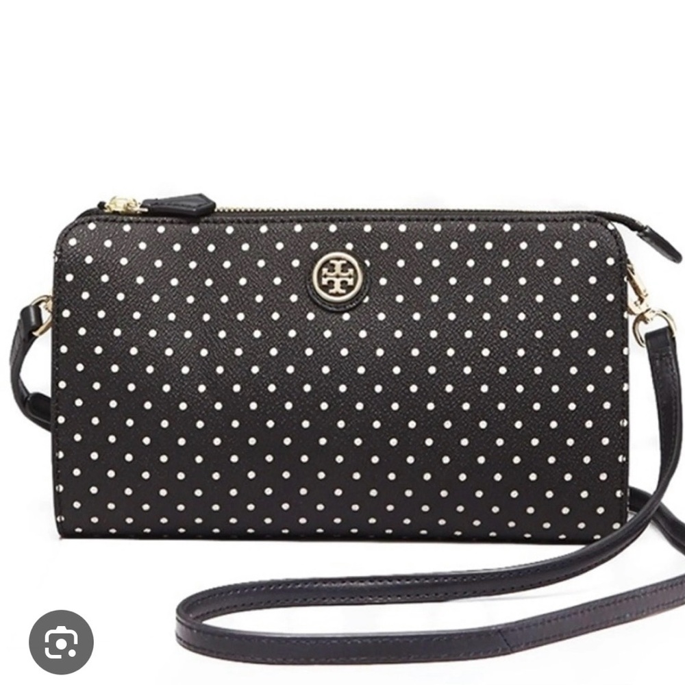 Like New! TORY BURCH Crossbody Kerrington Viva Dot Bag, Black and White